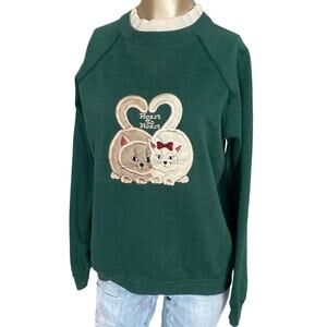 Vintage Cat 90'S Sweatshirt Cheek-O Sportswear Women Medium Adult Rare